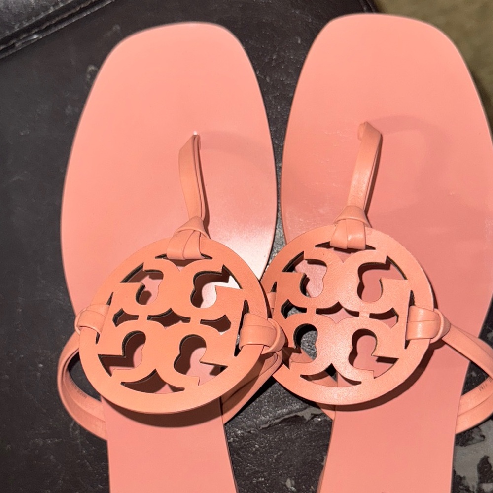 Tory Burch Pink Miller Sandals with Iconic Logo